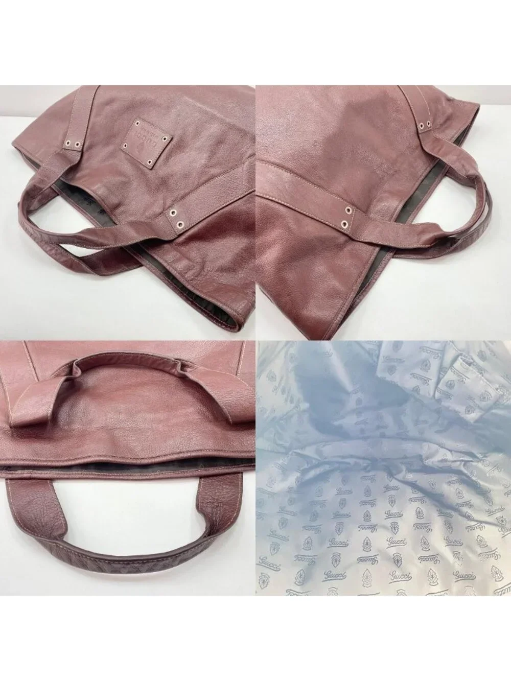 Gucci Tote Plate Burgundy